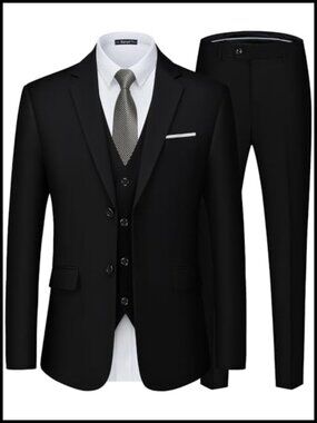 Men's Slim Fit 3-Piece Tuxedo Suit Set Notched Lapel Wedding Prom